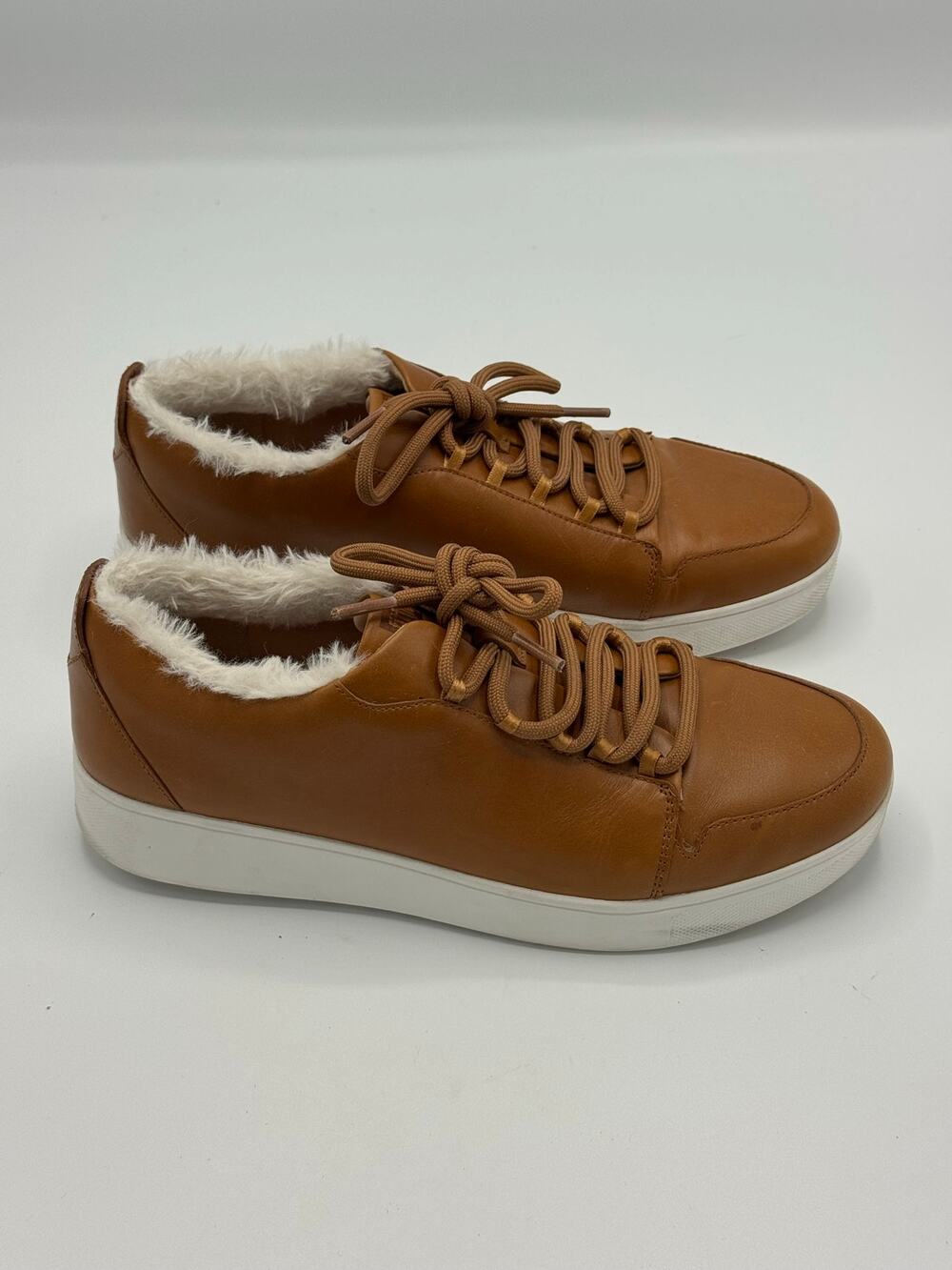 FitFlop Camryn Women’s Brown Leather Furry Sneakers US 9 EU 41 UK 7